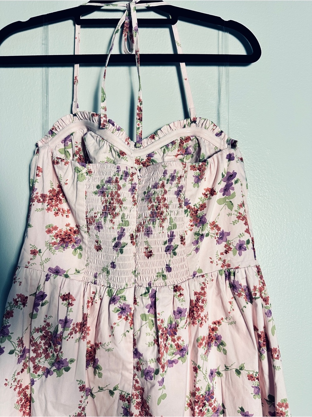 Wild Fable Fit and Flare Babydoll Midi A-Line Strapless Pink Floral Midi Dress S - Picture 8 of 12